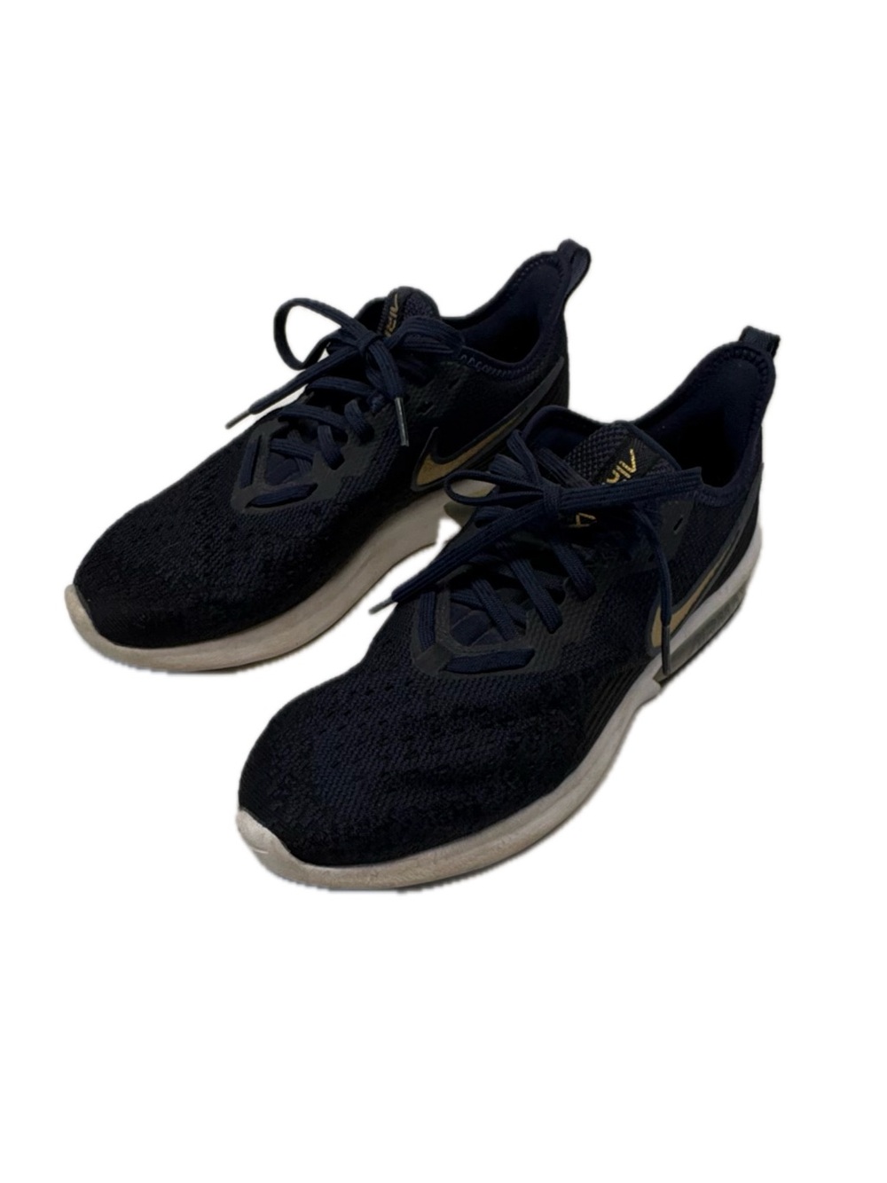 Nike Air Max Sequent 4 Navy Gold Running Sneakers Size 8